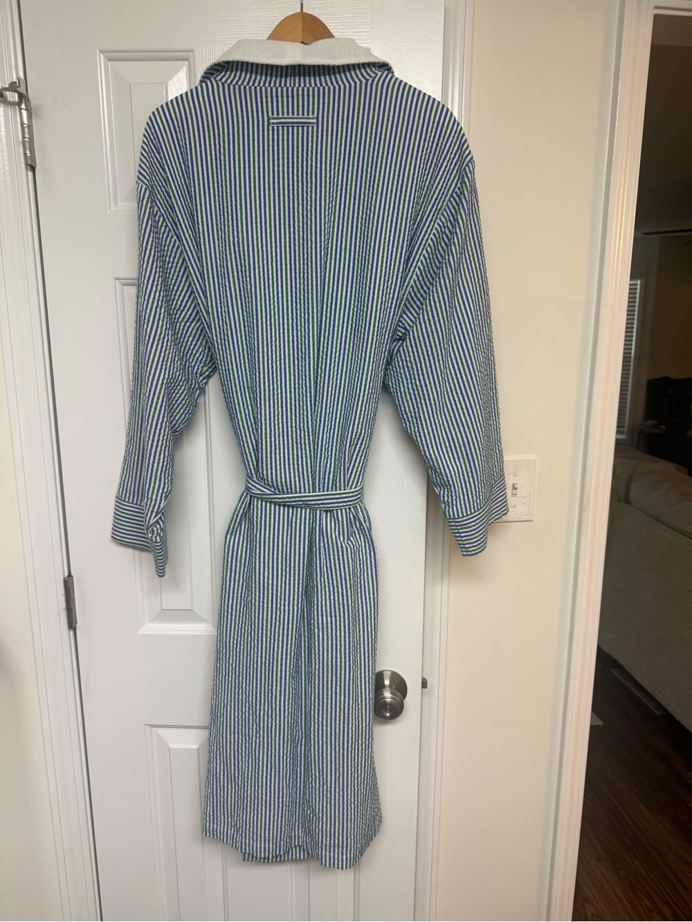 Nautica Seersucker Loungewear Set Robe & Pajama Pants Striped L/XL Like New - Picture 3 of 9